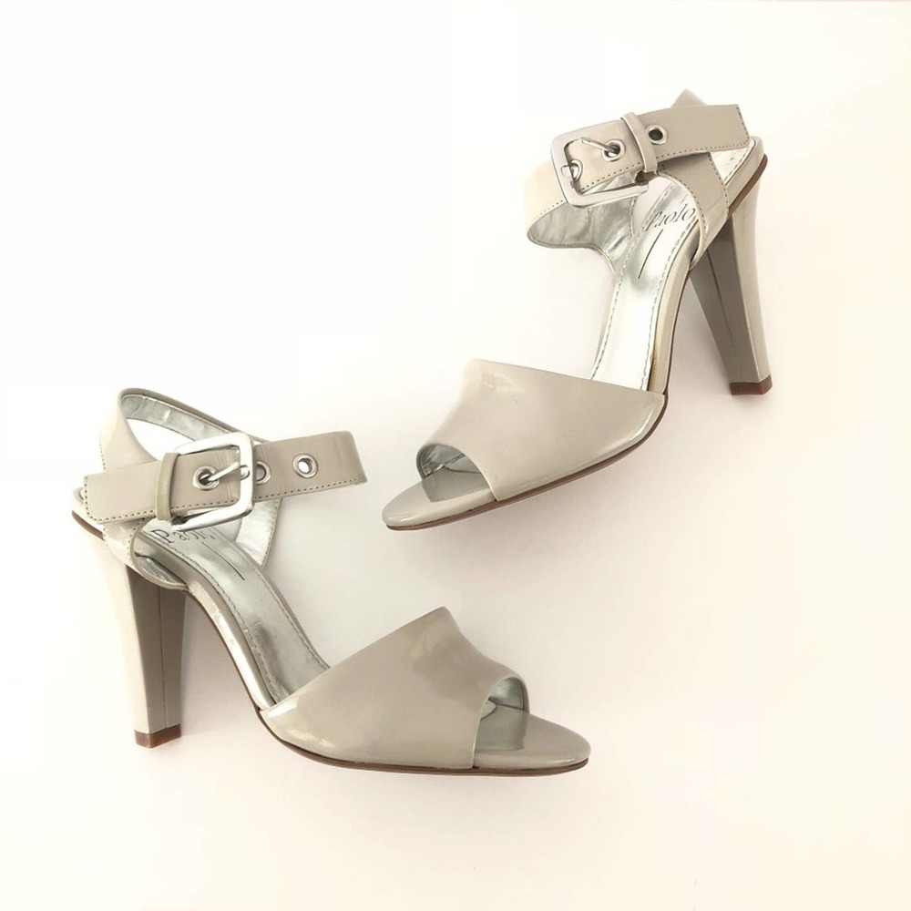 Linea Paolo Gray Women's Ankle Strap Open Toe Heel